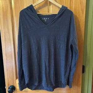 LOFT Grey Slouchy Hooded Top